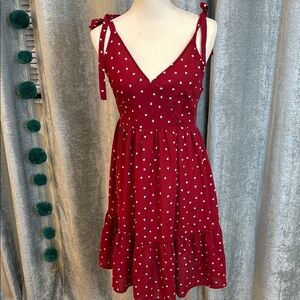 Red Heart Print Dress